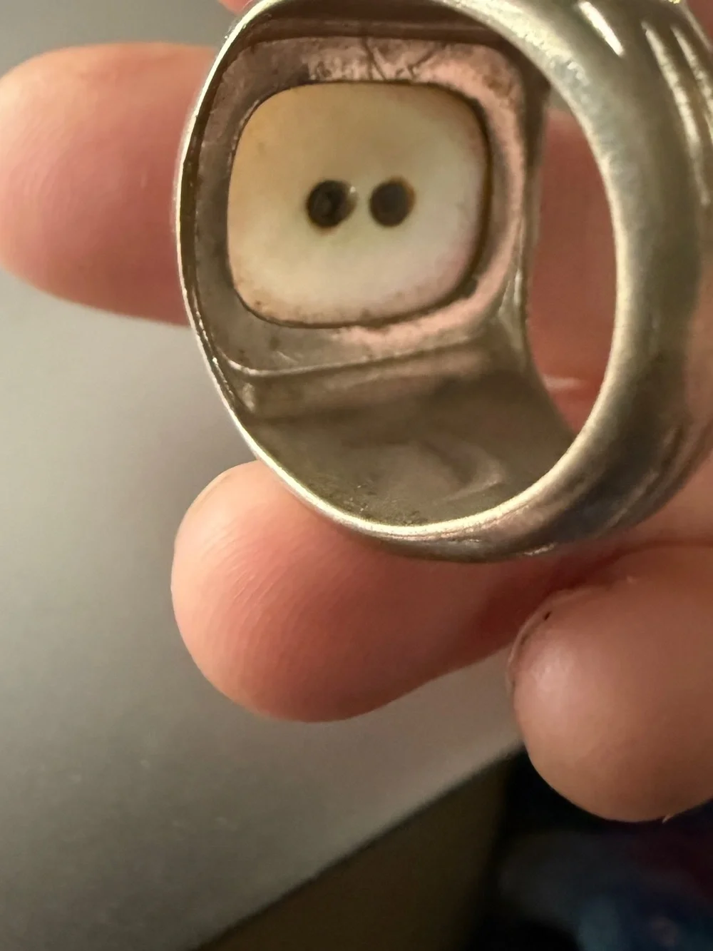Vintage WWII USN Navy Sterling Silver Mother of Pearl Signet Ring Size 9
